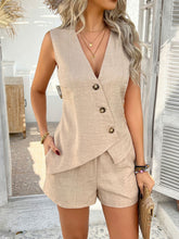 Buttoned Vest & Pocketed Pants Set Effortlessly Polished & Practical
